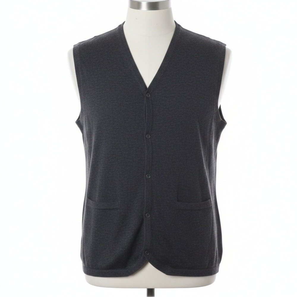 Samuel Windsor Mens XL‎ Charcoal Grey Button Front Knit Waistcoat Vest Gorpcore